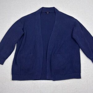 Quince 100% Organic Cotton Oversized Navy Blue Cardigan Spring 2024
